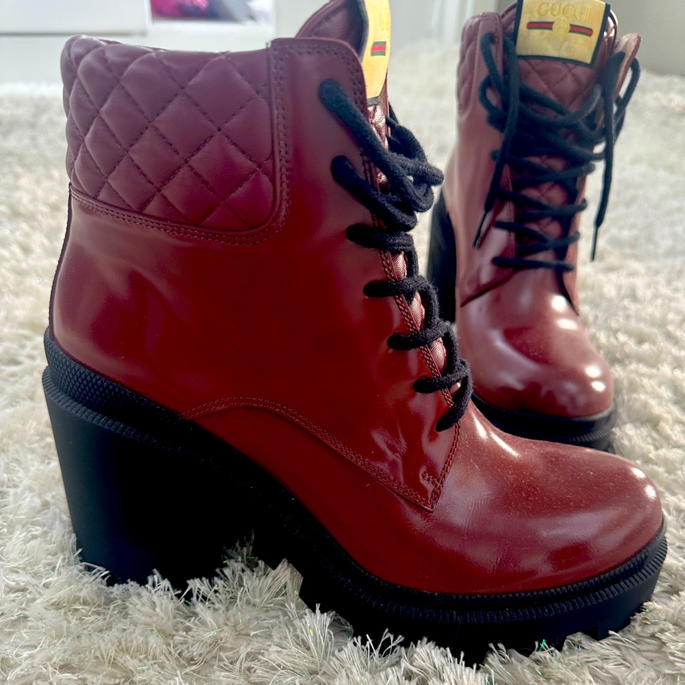 Gucci Boots. Maroon color. Worn once